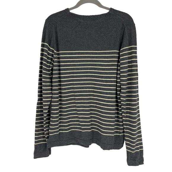Zara Man Cotton Gray Yellow Stripe Sweater Large - Picture 2 of 5